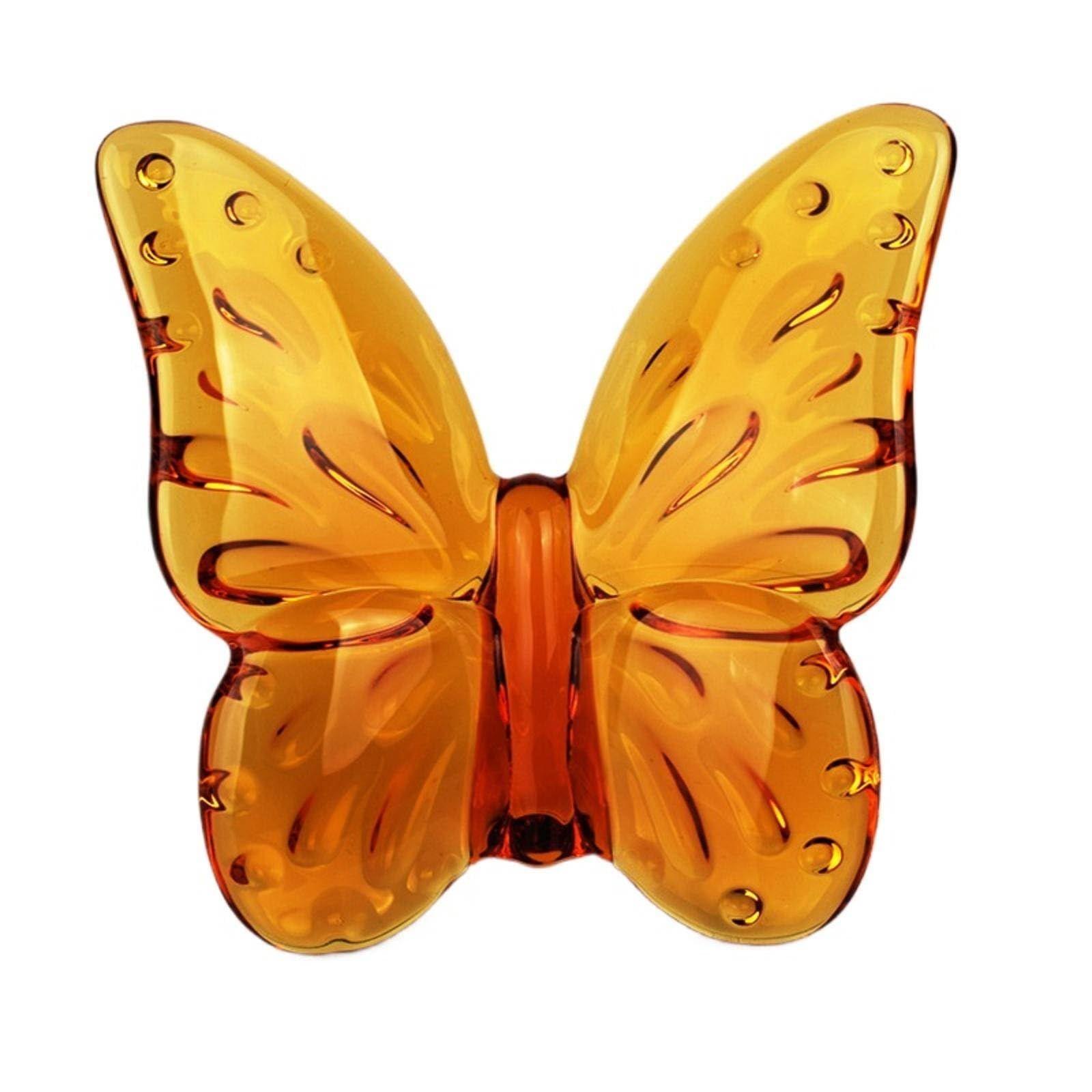 2pcs,Crystal Butterfly Figurine Collectibles, Crystal Glass Ornament Statue for Home Office Paperweight Table Decoration-Amber