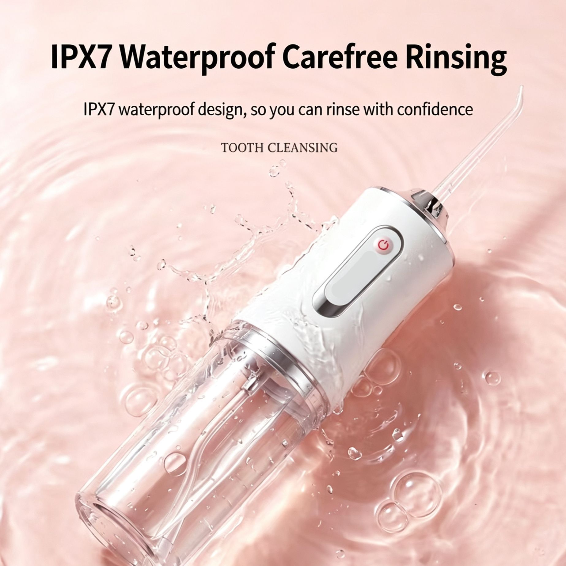 Stylish Electroplated Electric Water Flosser, Portable Household Oral Irrigator, A8 White Electroplated Model With 4 Nozzles, Premium Oral Care â image 5