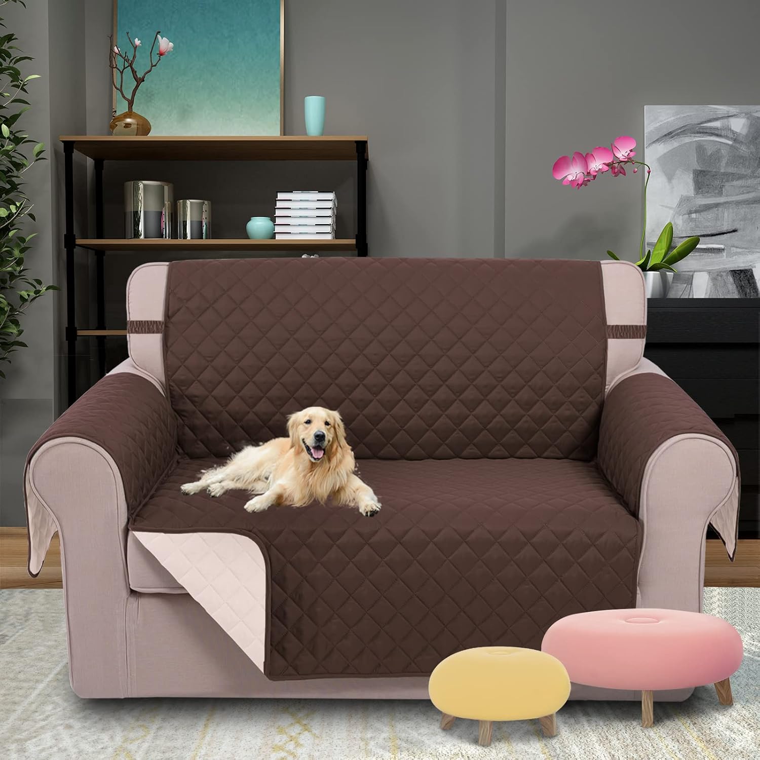 UNICE Home Sofa Cover Bundle Loveseat Cover Chair Cover (Sofa+Loveseat+Chair, Coffee) — image 3