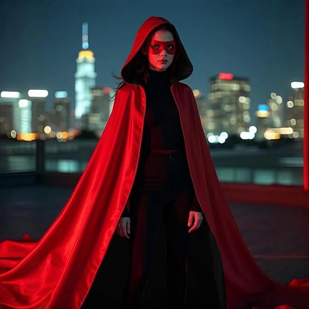 Red Halloween cape - alloween cosplay costume - Unisex reversible cape with hood - robe - Grim Reaper's Cape - vampire cape - Black and red double layer cape — image 5