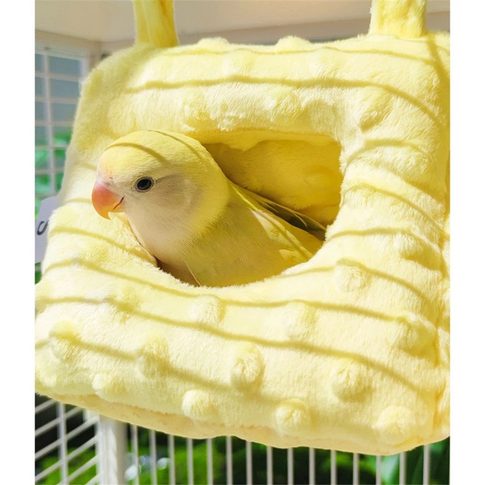 Pet Bird Nest Hammock Hanging Cave Cage Plush Snuggle Happy Hut Tent Bed, Winter Warm Bird Nest for Cage （small size） — image 3