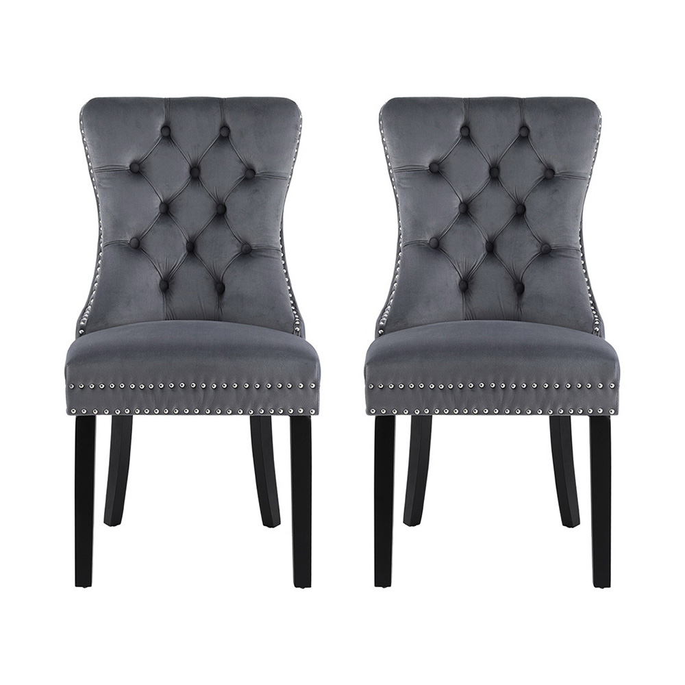 1 Set of 2 Artiss Dining Chairs Grey Velvet โ image 3