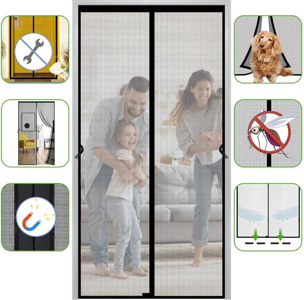 Magnetic insect screen door with automatic closing, quiet durable scratch-resistant breathable mesh for insect and mosquito protection, 120x210cm — image 2