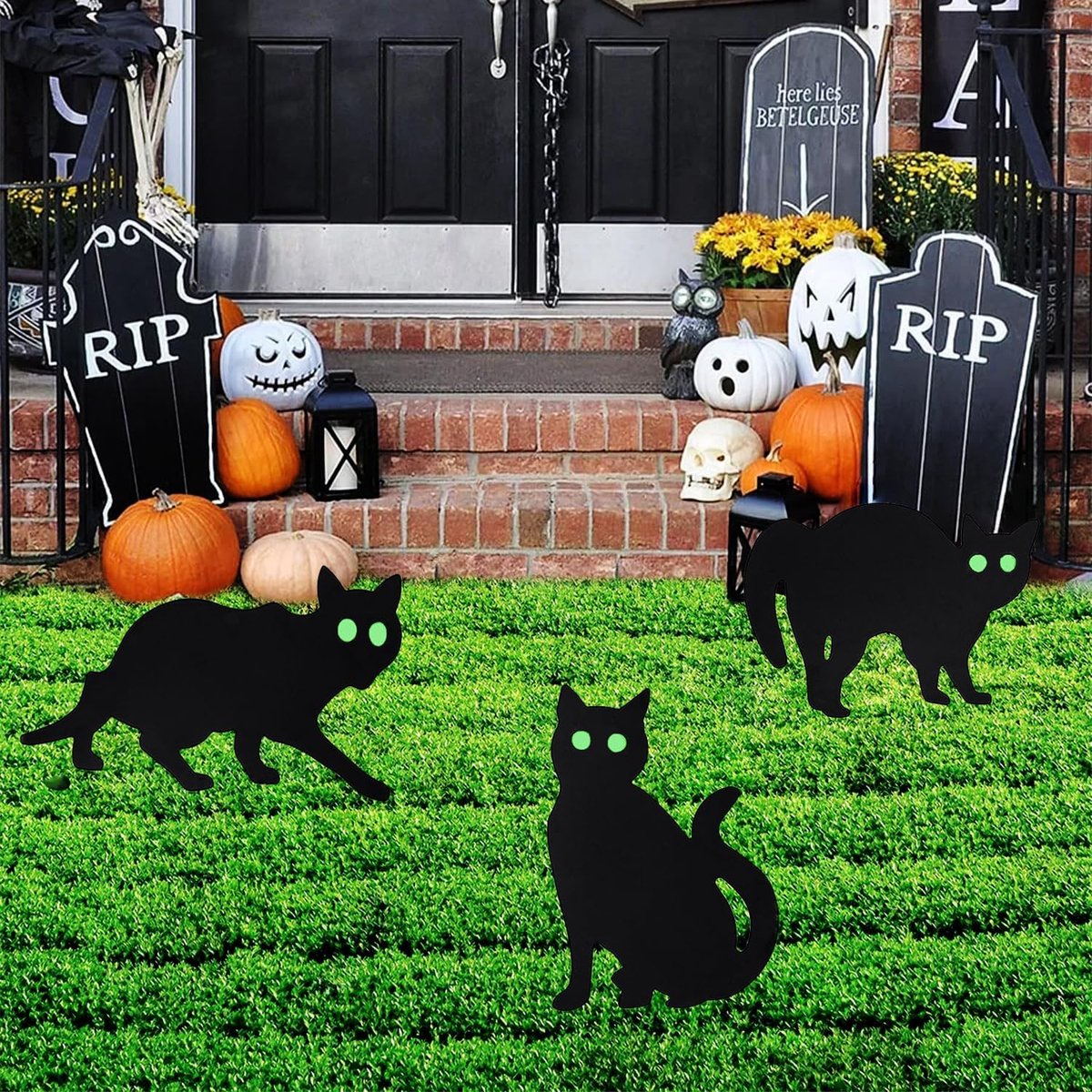 Halloween - 3-piece - Halloween Decoration - Black Cat - Yard Signs Decorations - Scary Halloween Garden Signs - Garden Decoration - Outdoor Decor - for Home / — image 3