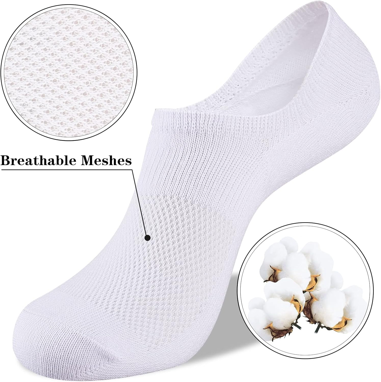 No Show Socks Womens Cotton Low Cut Non Slip Casual Socks Invisible Flat Boat Liner Socks (6/9 Pairs) — image 3