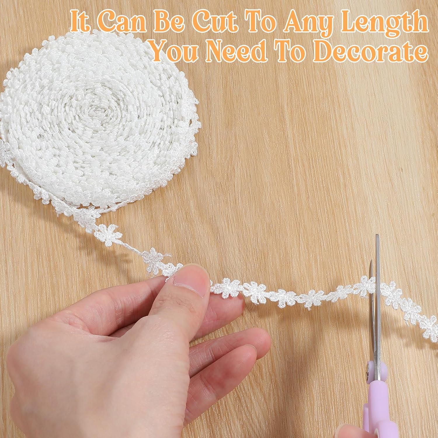15 Yards White Lace Ribbon - 13.7m Vintange Floral Lace Trim Ribbon Cotton Embroidery Flower Trims for Handcrafts Gift Wrapping Garment Sewing Wedding — image 3