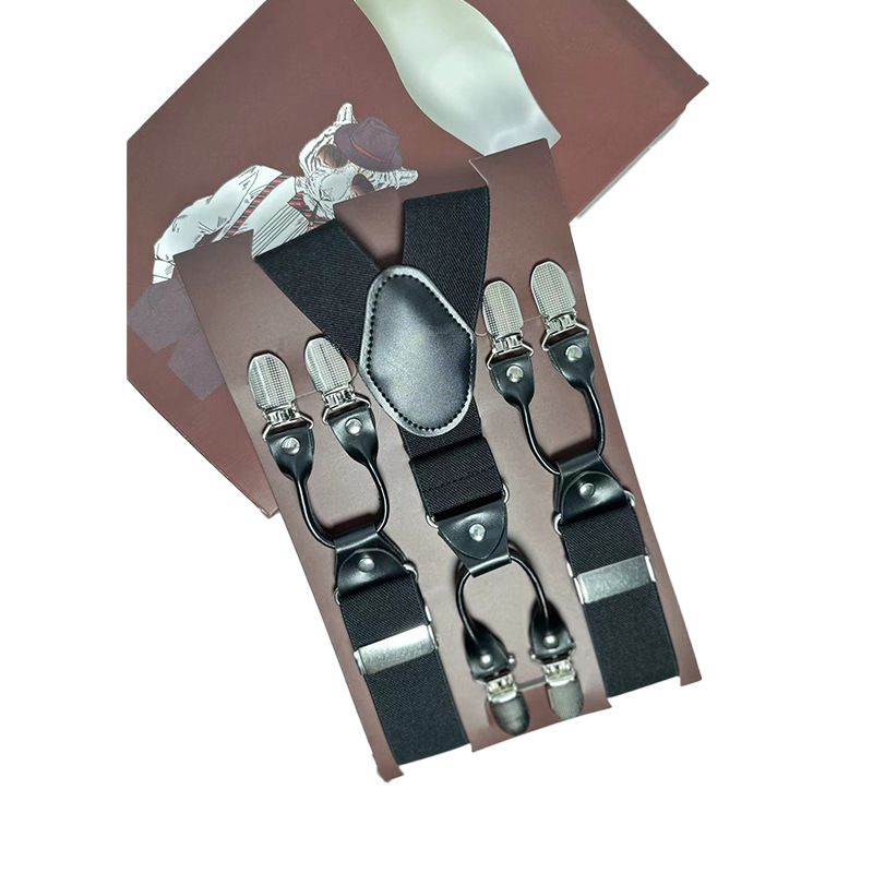 European Fan 6 Clip Men Suspenders Polyester Adjustable Coffee — image 3
