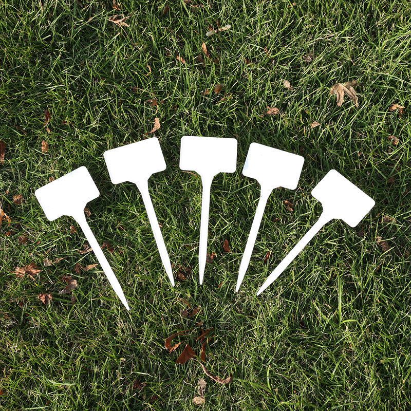 Large Plastic Plant Labels 6 Inch 50 Pack White Sturdy Extra Large T-Style Plastic Plant Labels for Flower beds,Plant pots — image 4