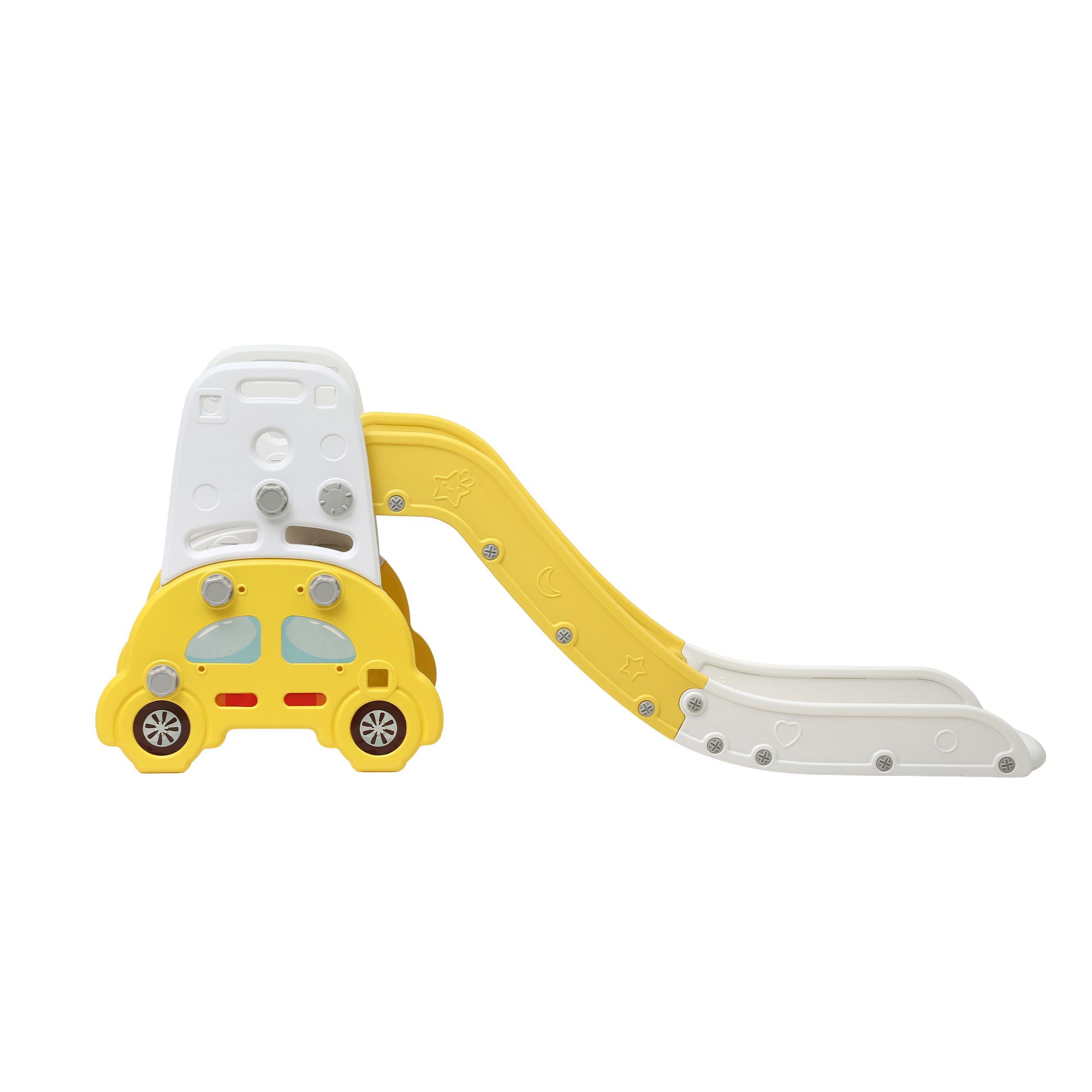 Keezi Kids Slide Set Toddler Indoor Playset Bookshelf Drawing Board Yellow โ image 3