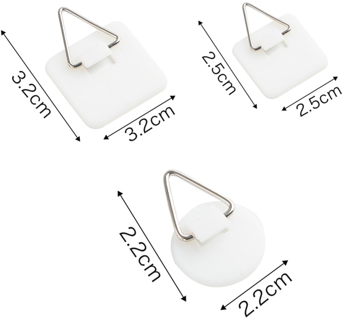 Self-adhesive hooks - Set of 45 - 3 sizes - 5 kg Load capacity - Adhesive hooks - Wall Picture hangers - Picture hanging hooks - For displaying โ image 6