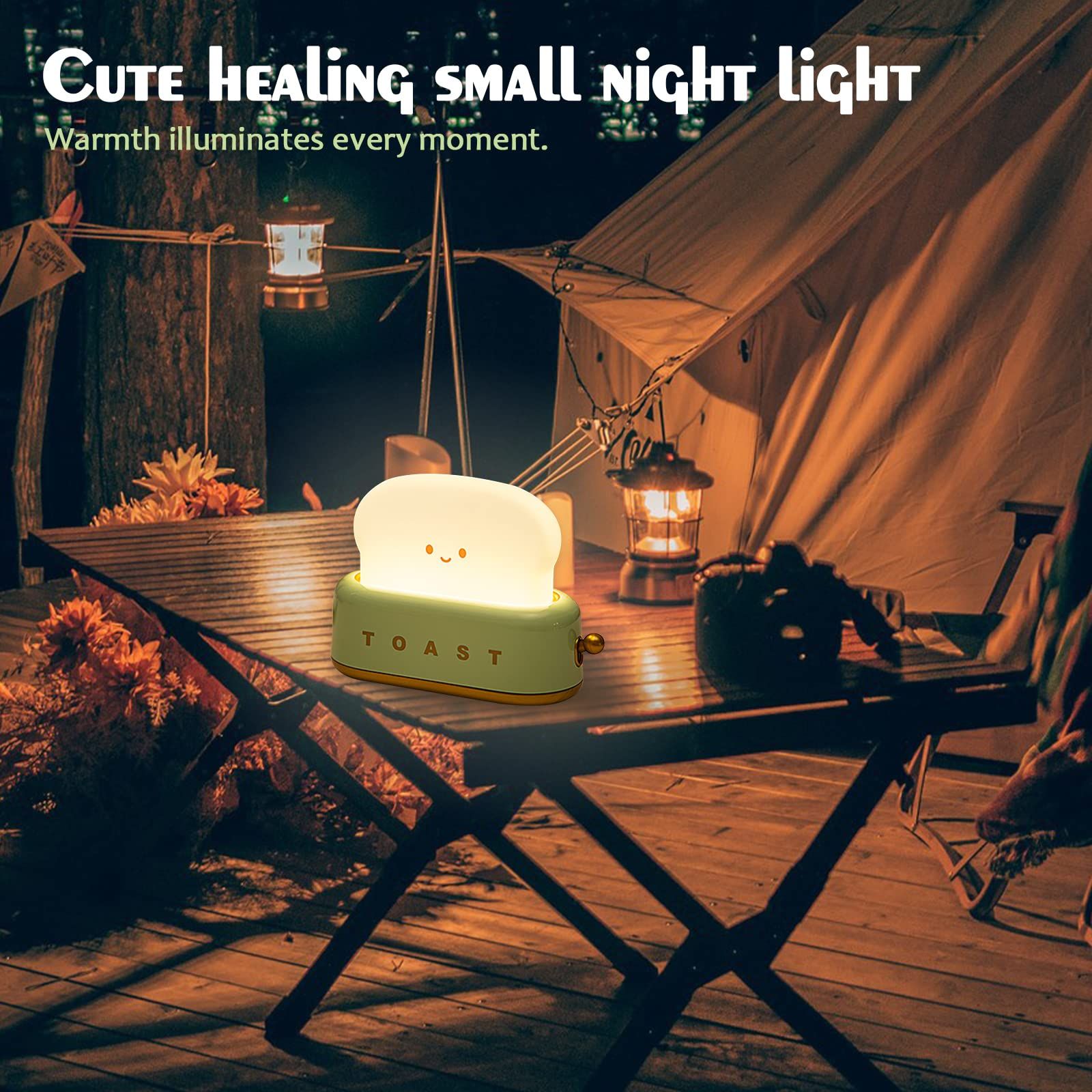 Cute Desk Decor Toaster Lamp, LED Toast Bread Night Light Rechargeable and Portable Light with Timer — image 4