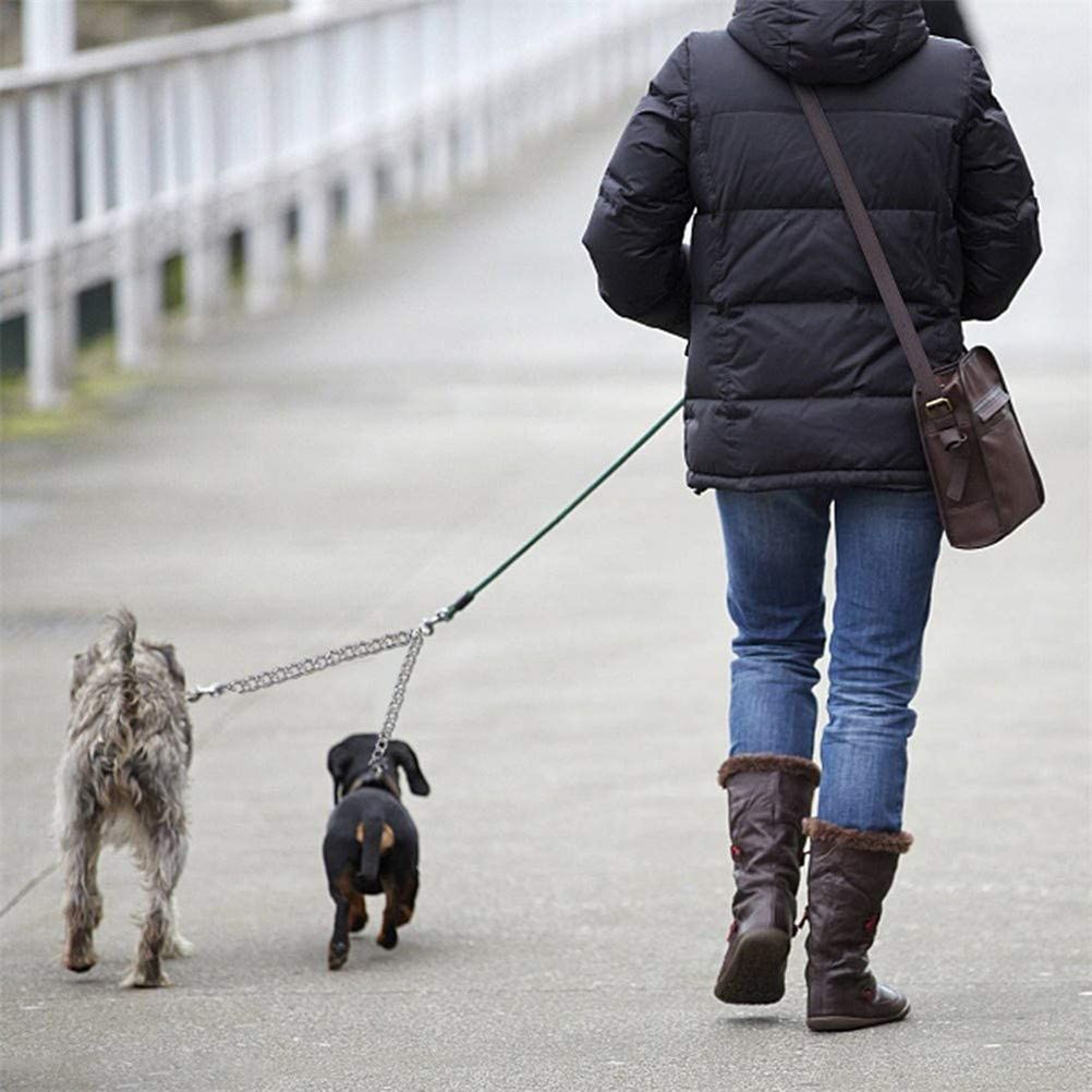 1 pcs Pets Double Head Dog Leash Aluminum Alloy Twin Lead Traction Belt Pets Chains for Walking Two Dogs（40cm） — image 6