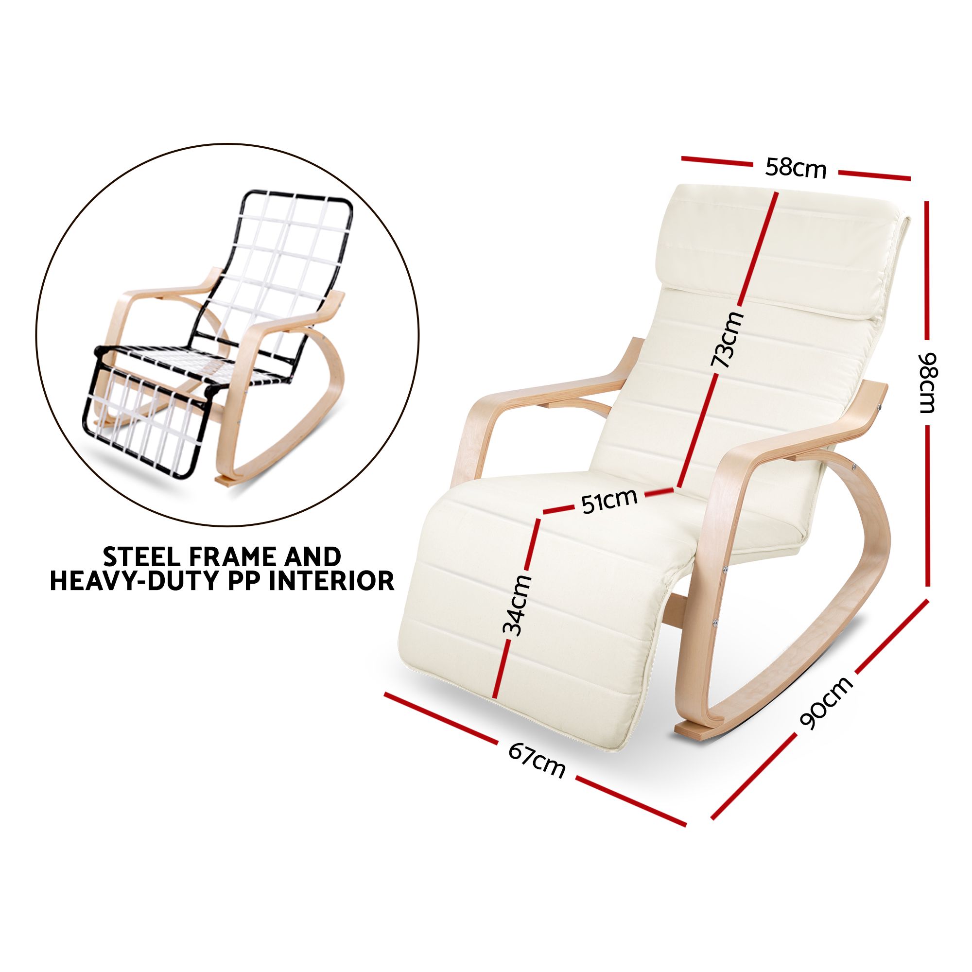 Artiss Rocking Armchair Footrest Nursing Beige Afton โ image 2
