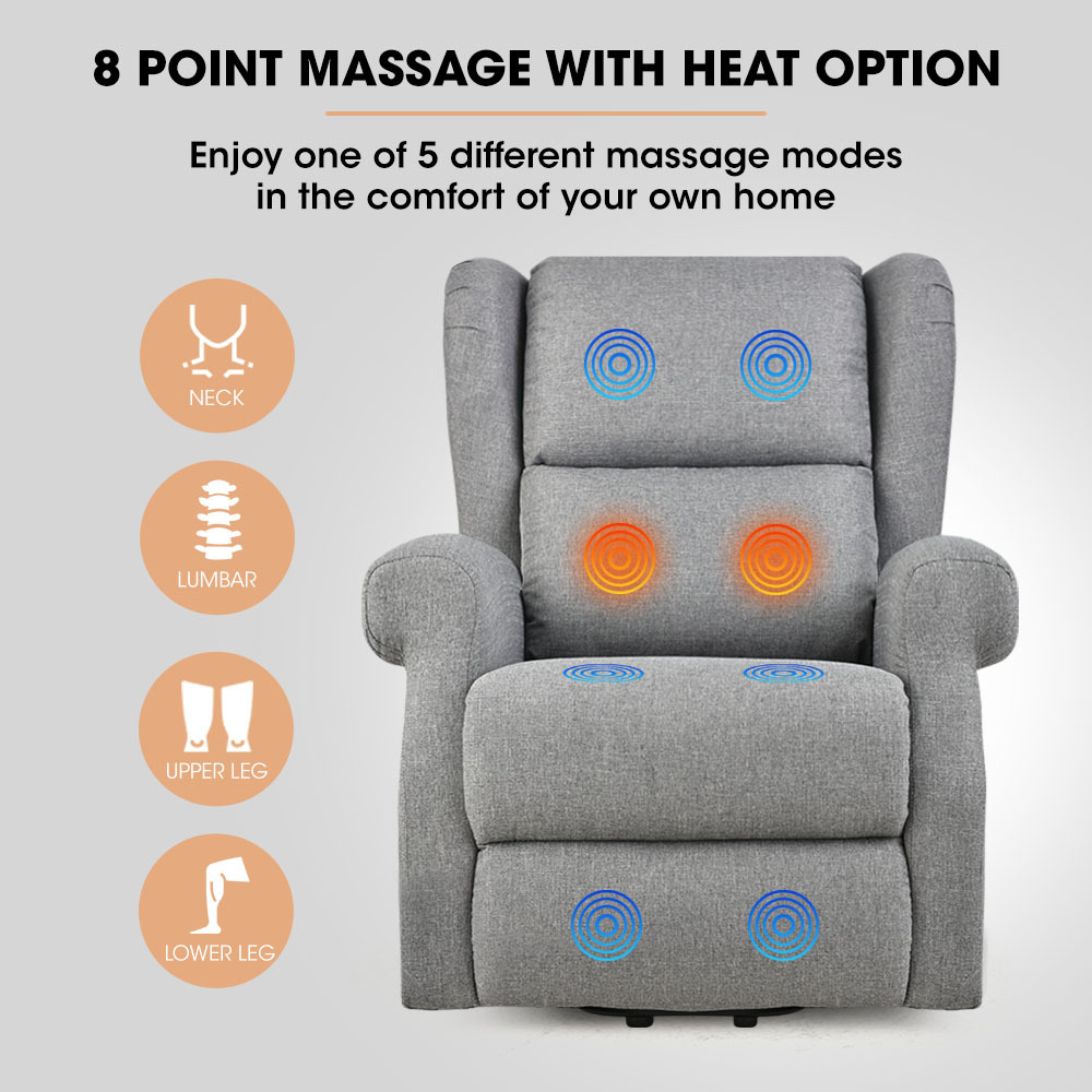 FORTIA Electric Recliner Lift Heat Chair for Elderly, Massage, Heat Therapy, Aged Care, Grey โ image 5