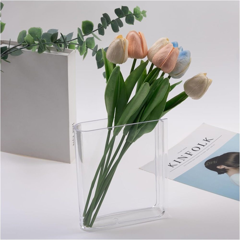 Clear Acrylic Book Vase for Flowers, Transparent Flower Vase for Home Decor, Simplicity Bookshelf Decor, Unique Stuff for Book Lovers (Clear) — image 3