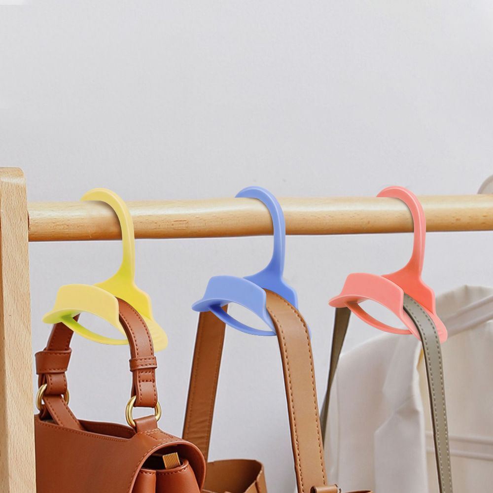 Wardrobe Bag Hook Nail Free Great Load Bearing Tie Rack Clothes Hook Solid Color Hanging Bag Smooth Edge Space-saving Wardrobe — image 4