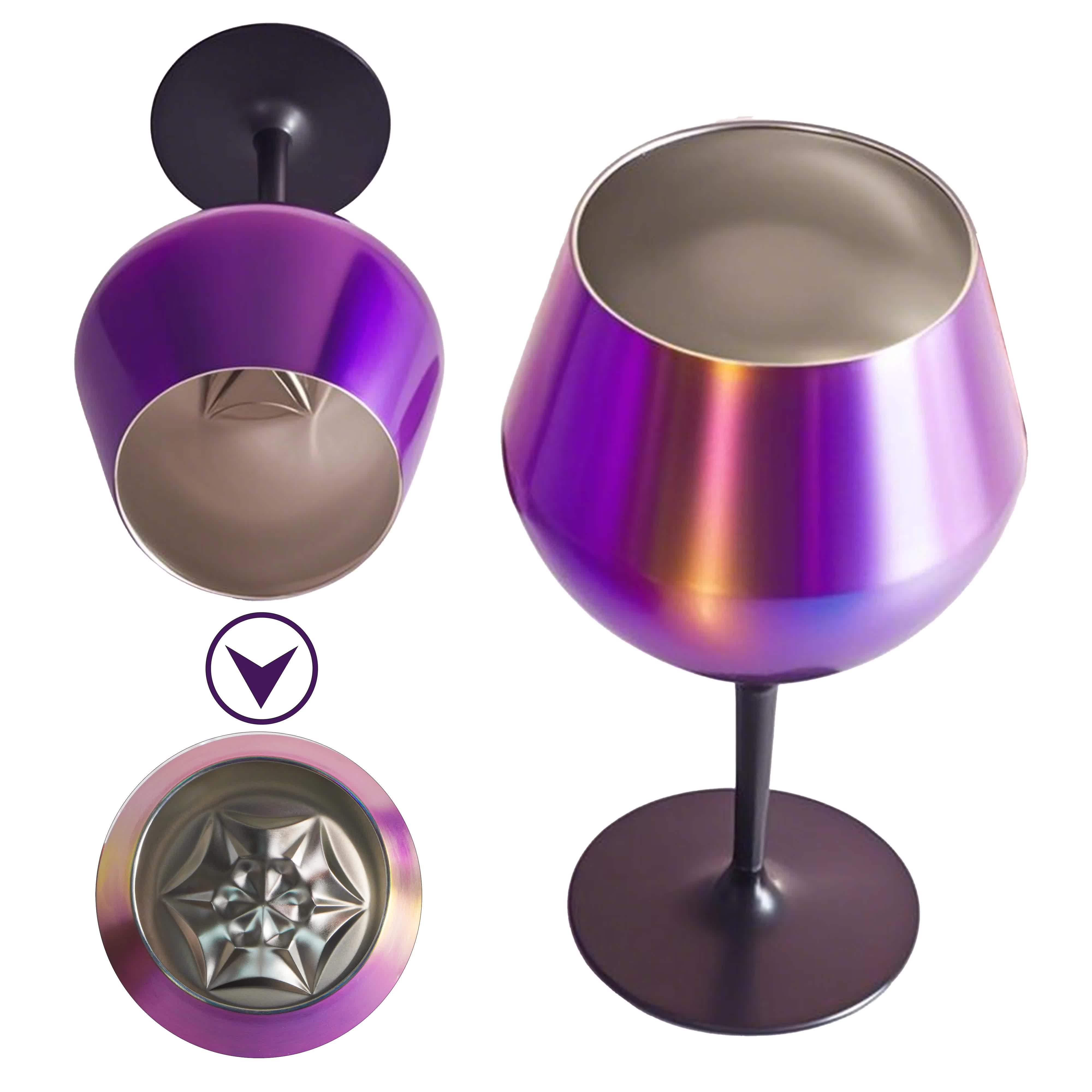 2 Pcs Blue Detachable Stainless Steel Wine Glass - 14oz (420ml) Portable Stemmed Goblet for Outdoors & Travel — image 5