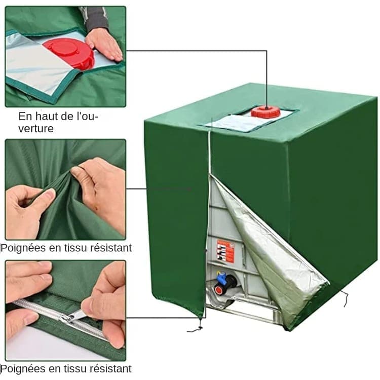 Waterproof UV Resistant IBC Garden Water Tank Cover, 210D Oxford with Zipper, Green โ image 4