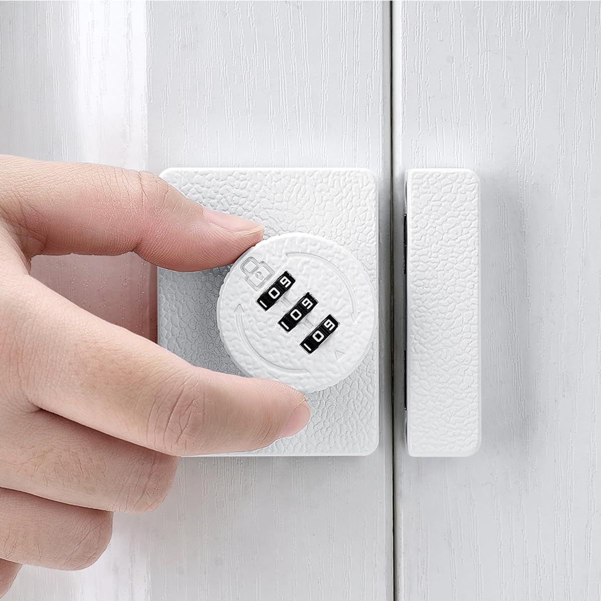 White Cabinet Lock, 3 Digit Password Keyless, Anti Pry Mechanical Password Lock, Protect Privacy, Cabinets, Locker, Closet, Windows, Sliding Door — image 4
