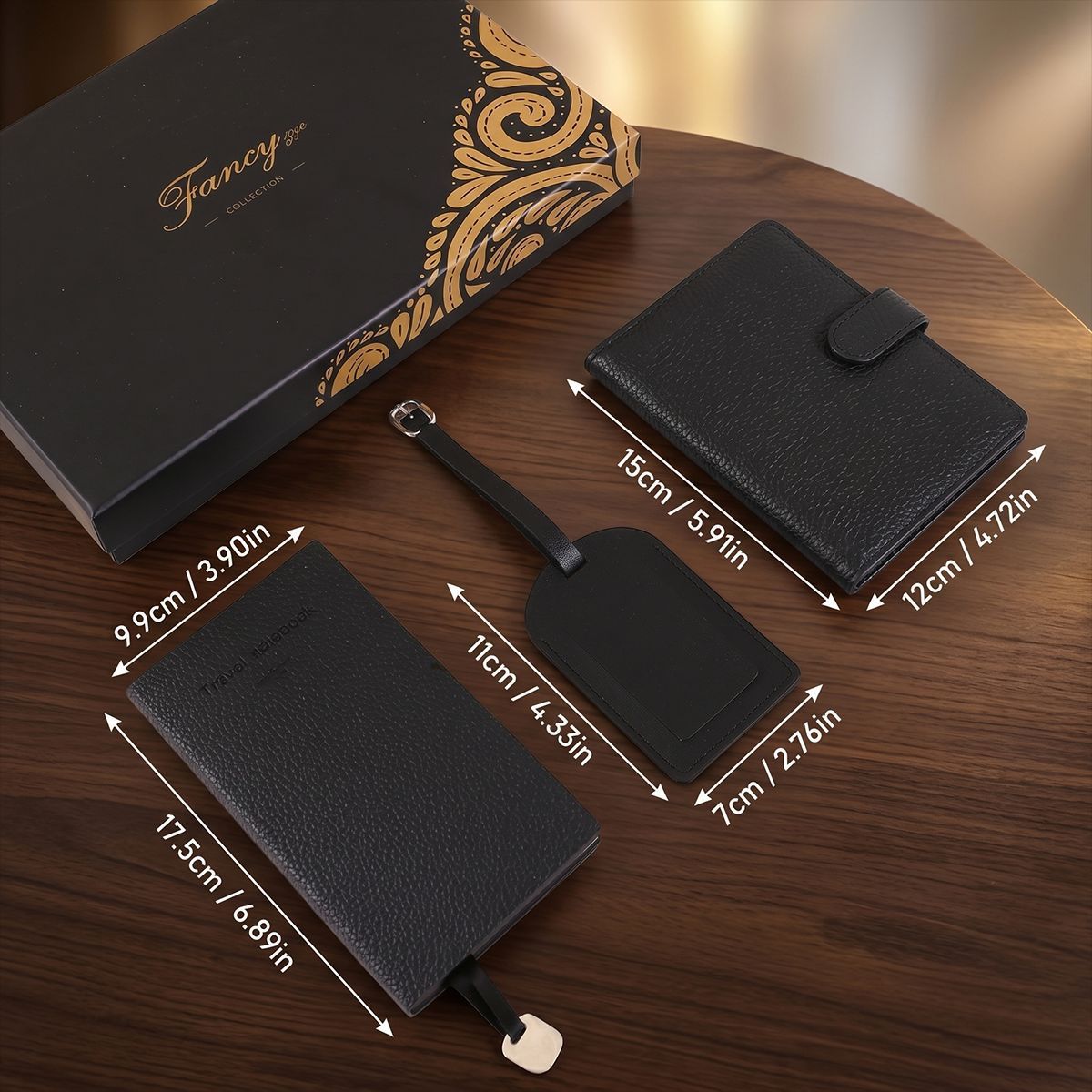 Blue Travel Gift Set, Passport Cover + Notebook + Luggage Tag, Premium Gift Box, Ideal Father's Day & Christmas Present for Men — image 2