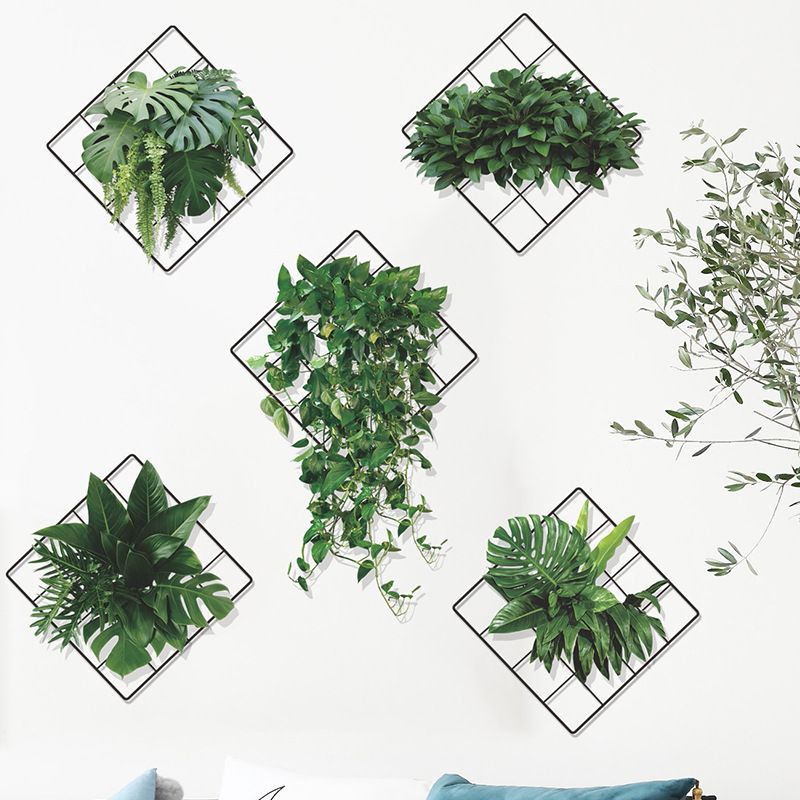 3D Vivid Green Plants Grid Wall Decal,Removable DIY Green Leaves Wall Sticker Home Decor Art Murals Paper Decoration for Bedroom โ image 3