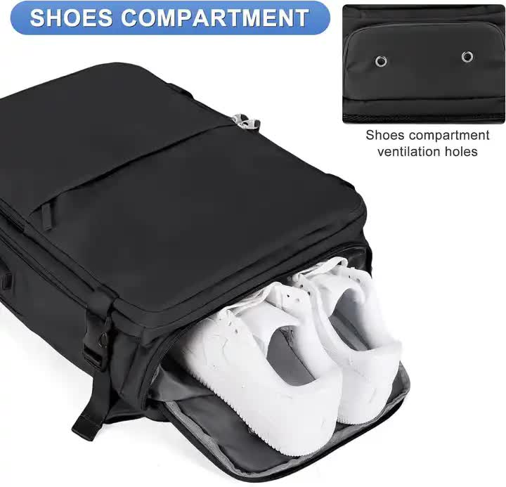 Water-Resistant Laptop Backpack with USB Charging Port and Wet-Dry Separation (Black) โ image 4