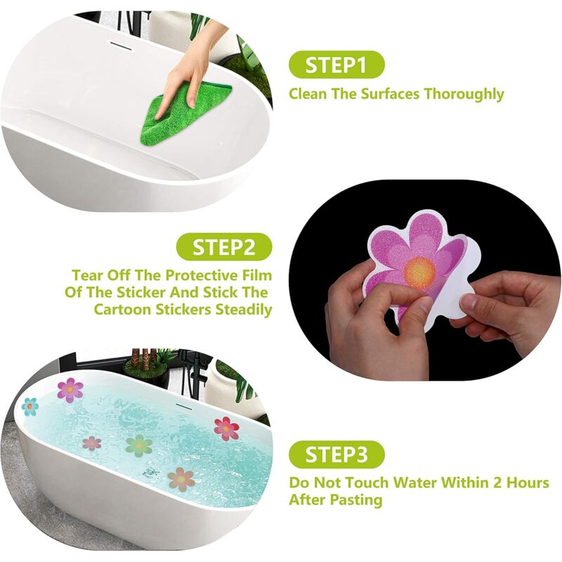 Pack Of 10 Waterproof Non-Slip Shower Stickers With Premium Scraper (Flower Design, Size 9.5 × 9.5 Cm) — image 3