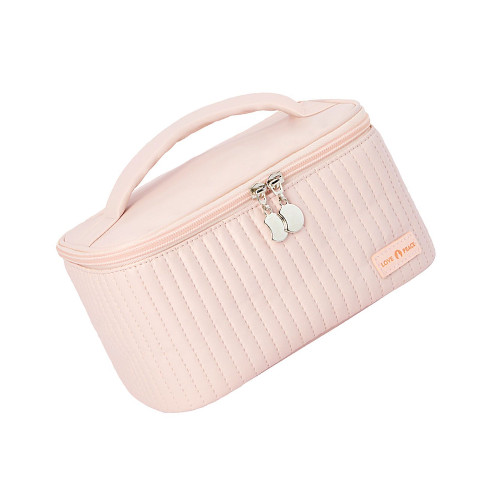 PU Open Lid Cake Shape Make Up Bag Cosmetic Storage Bag Soft Color Portable Makeup Bag Pink โ image 3