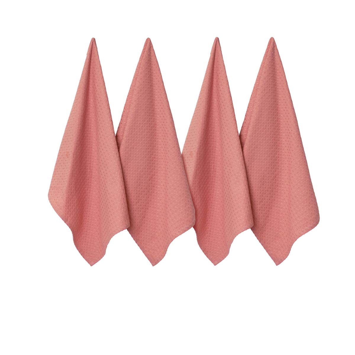 J Elliot Home Waffle Set of 4 Cotton Tea Towels 50 × 70 cm Clay Pink
