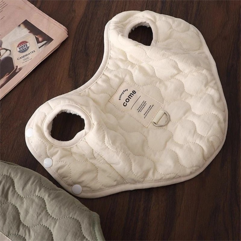 Beige Winter Dog Vest for Small and Medium Breeds – Thickened Warm Quilted Coat with Soft Fleece Lining, Adjustable Fit for Dogs and Cats(Size: S) — image 2