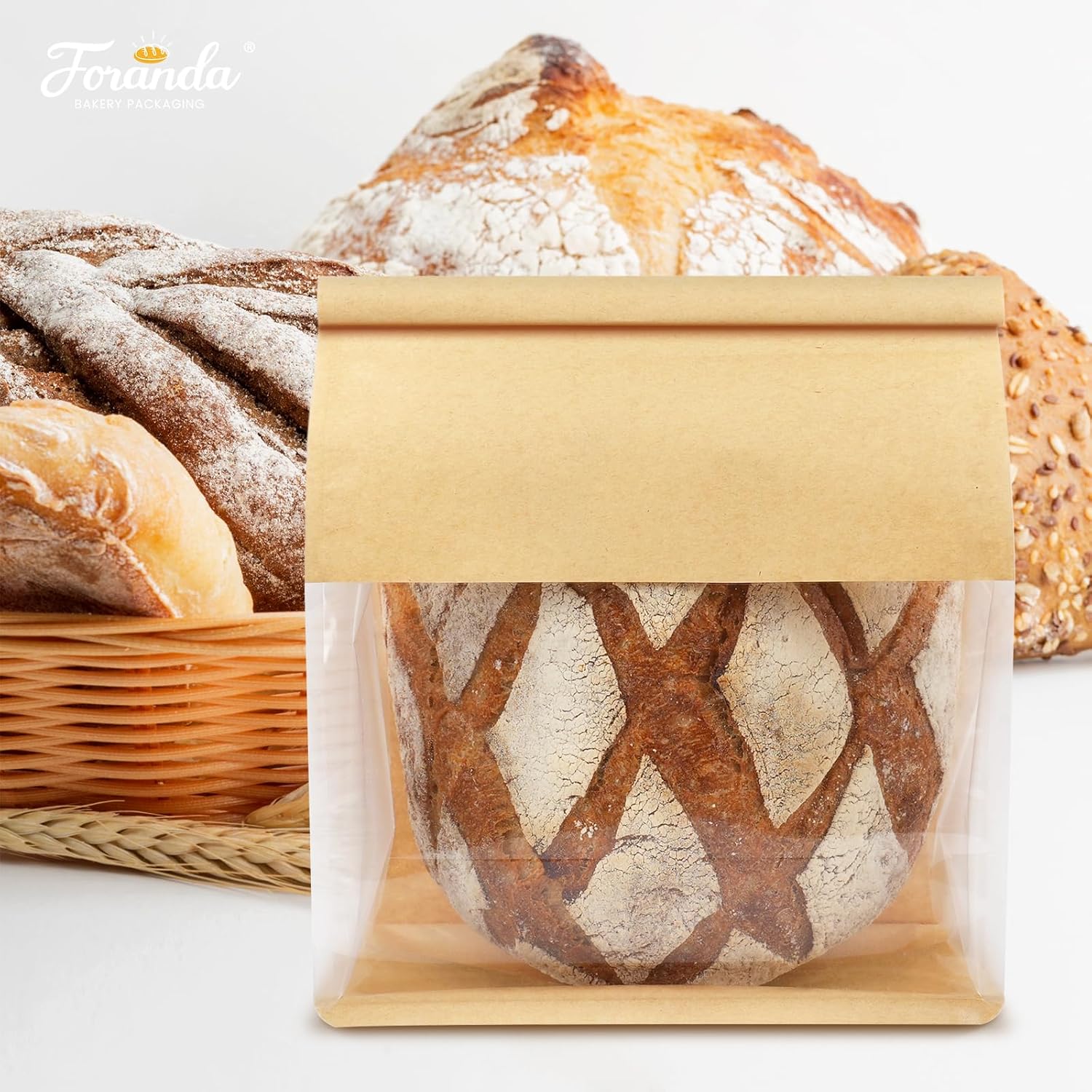 50 Pack Bread Bags with Tabs for Homemade Sourdough Bread, 8.7 × 4.3 × 11 Inches Tin Tie Tab Lock Large Paper Bakery Packaging Bags with Window for Gifting & — image 4