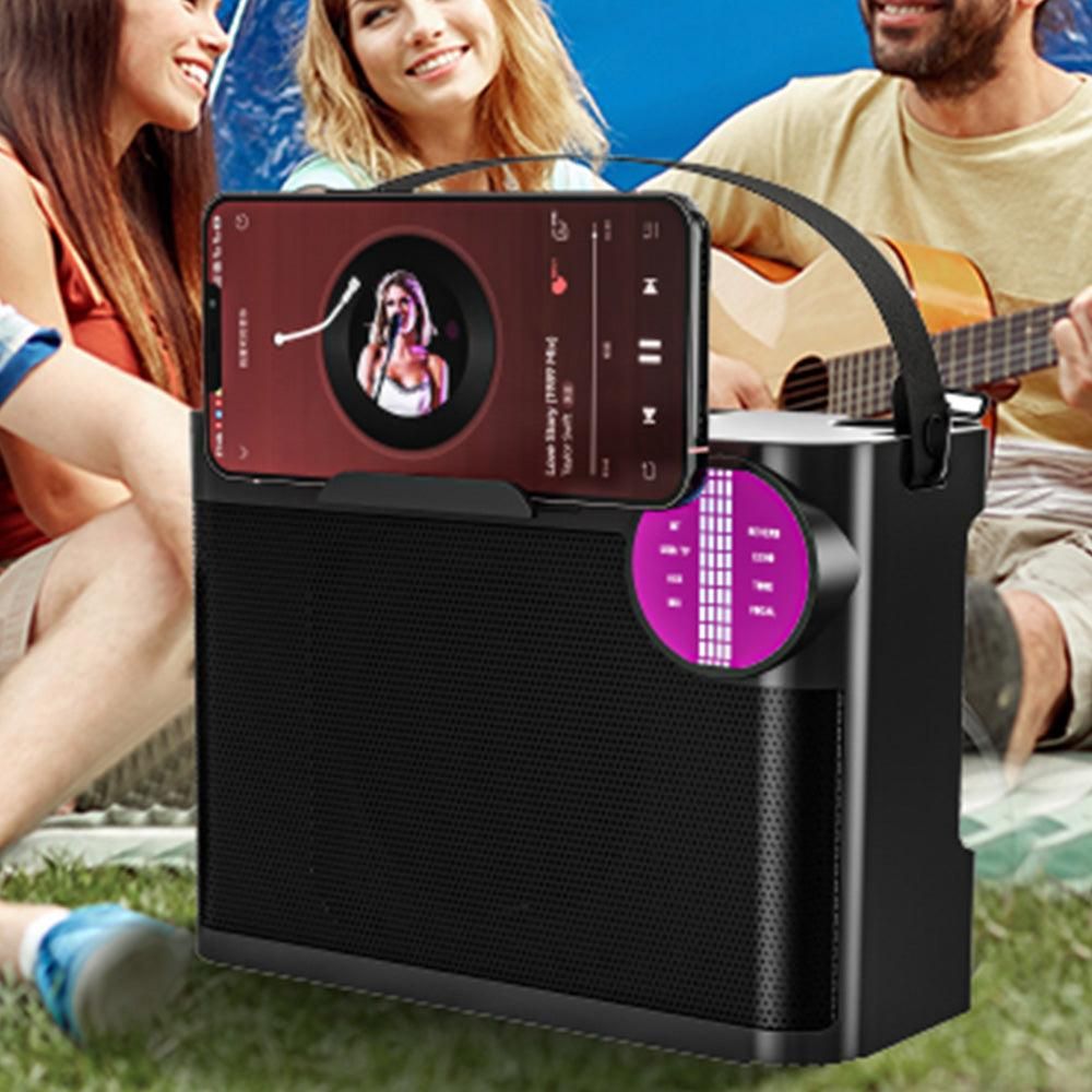 Portable Bluetooth 5.3 Speaker with 2 Wireless Microphones Home Karaoke Speaker Machine Black — image 6
