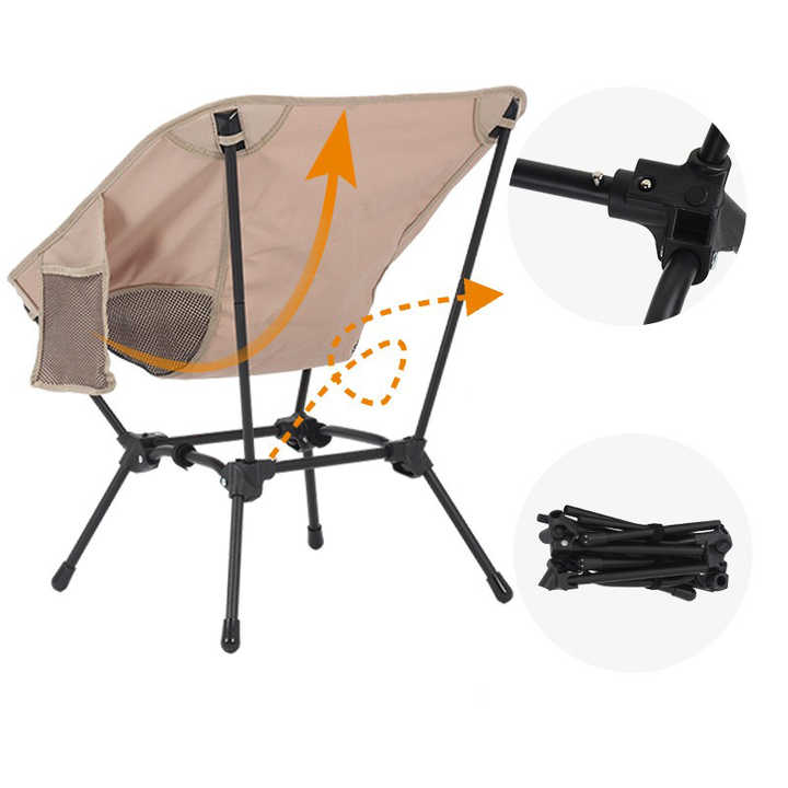 Black Portable Lightweight Folding Beach Chair - Compact Fishing Chair with Square Legs for Outdoor Use โ image 3