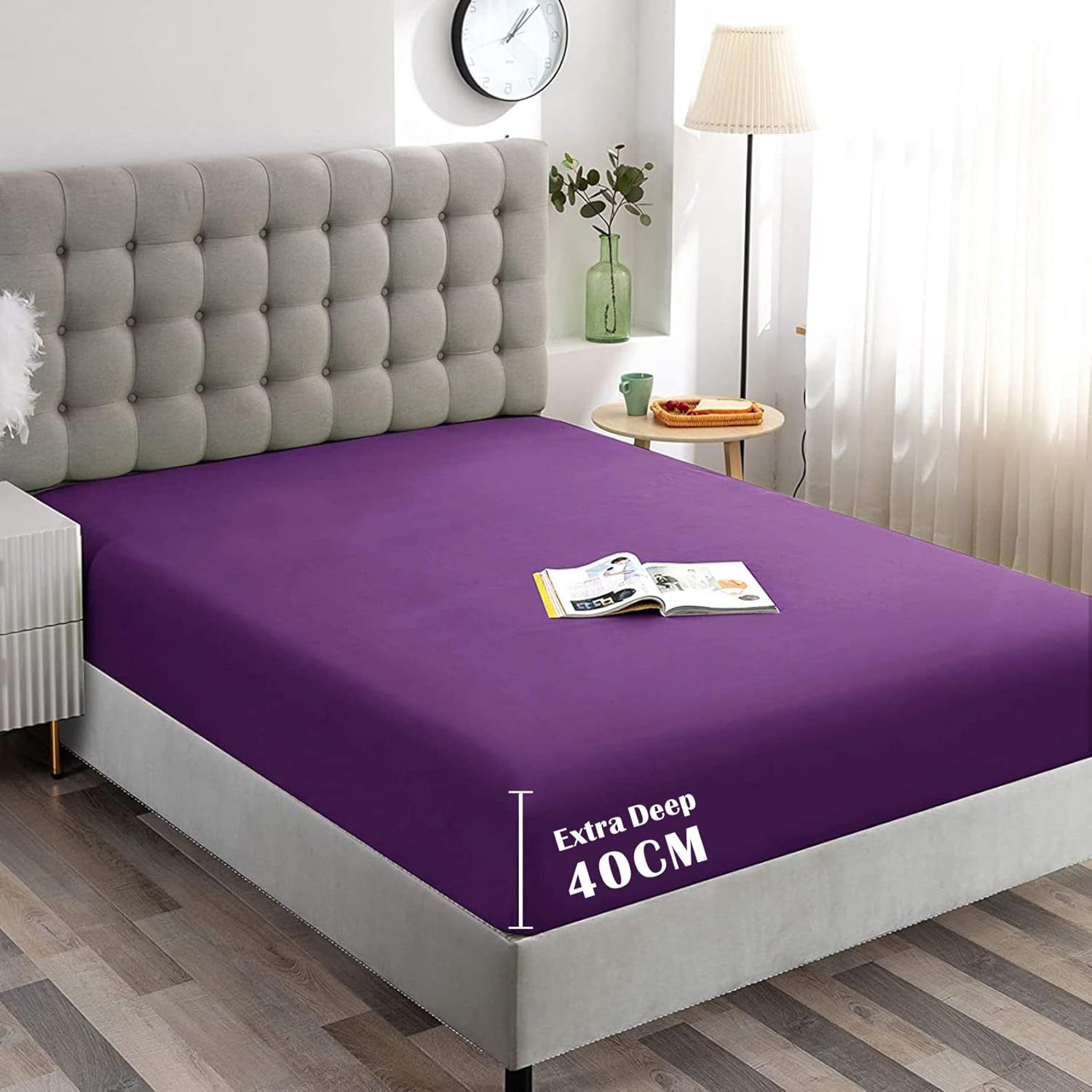 Hotel Quality Fitted Sheet - 1 Piece Fitted Sheet -Breathable Bedding - Wrinkle, Fade, Stain Resistant- 16inch/40cm Deep Pocket Fitted Bed Sheet-Wrinkle and