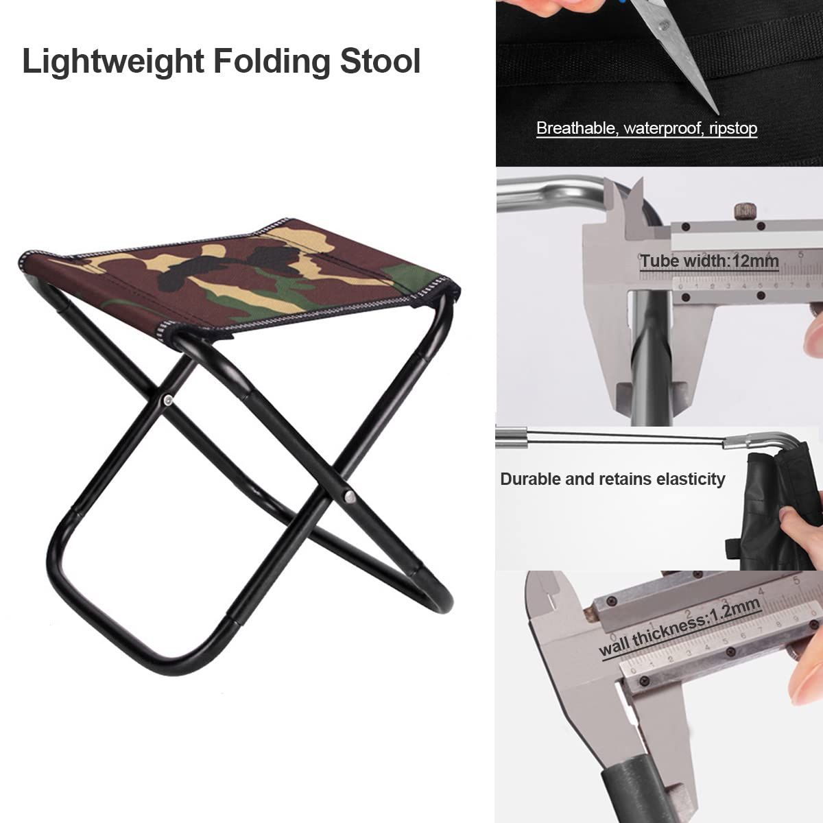 Mini Portable Folding Stool, Camping Fishing Stool for Adults Fishing Hiking Gardening and Beach with Carry Bag — image 3