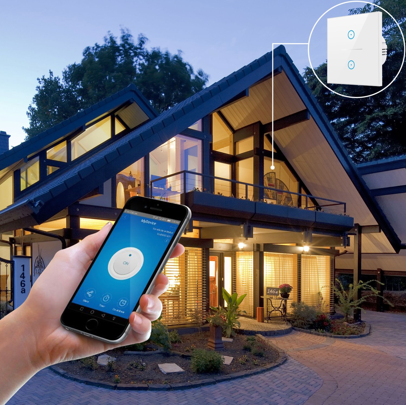 Smart WIFI Switch for Lights LED Touch Panel 2 Gang — image 2