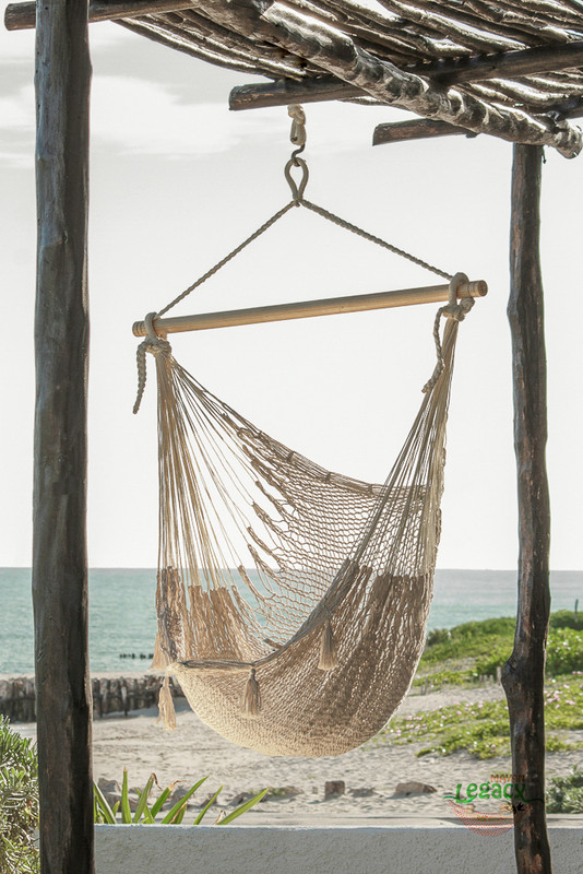 Mayan Legacy Extra Large Outdoor Cotton Mexican Hammock Chair in Cream Colour โ image 4