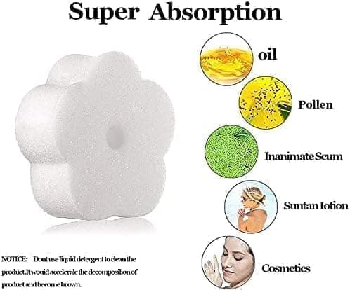 50-Pack Oil Absorbing Sponges for Pool, Flower Shaped, Effective Oil and Dirt Removal — image 5