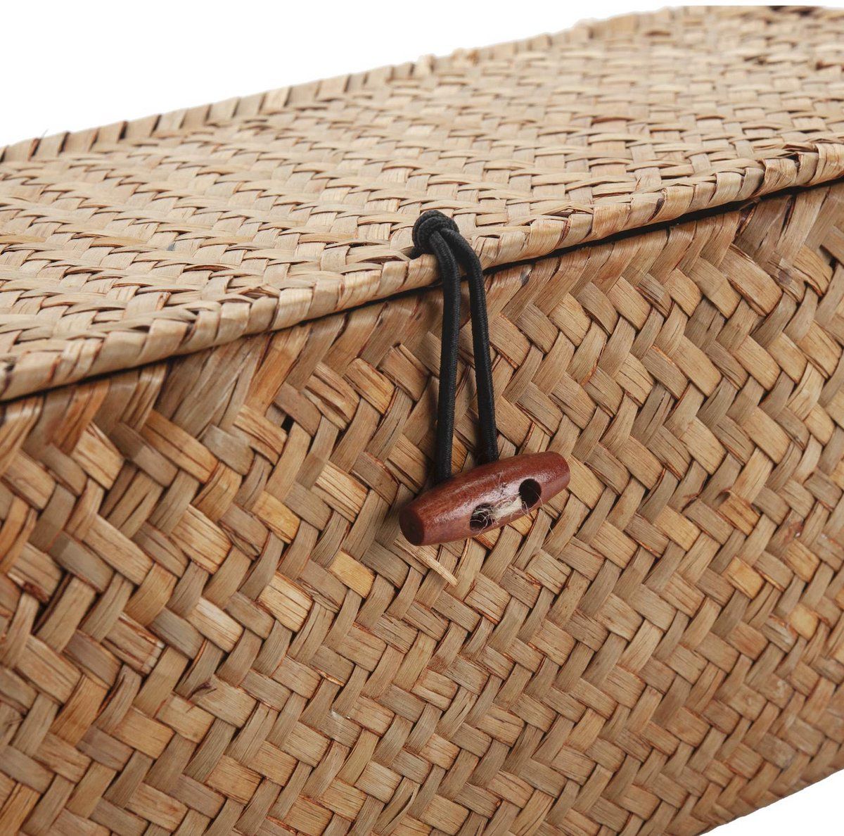 Handwoven Wicker Storage Basket with Lid and 3 Compartments, Brown โ image 2
