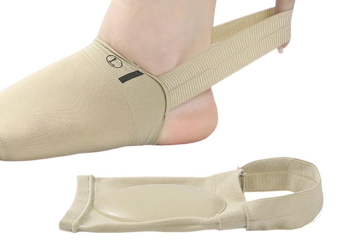 Arch Support Soft Pad Brace Sleeve Ankle Foot Wrap For Feet Flat - Khaki — image 2