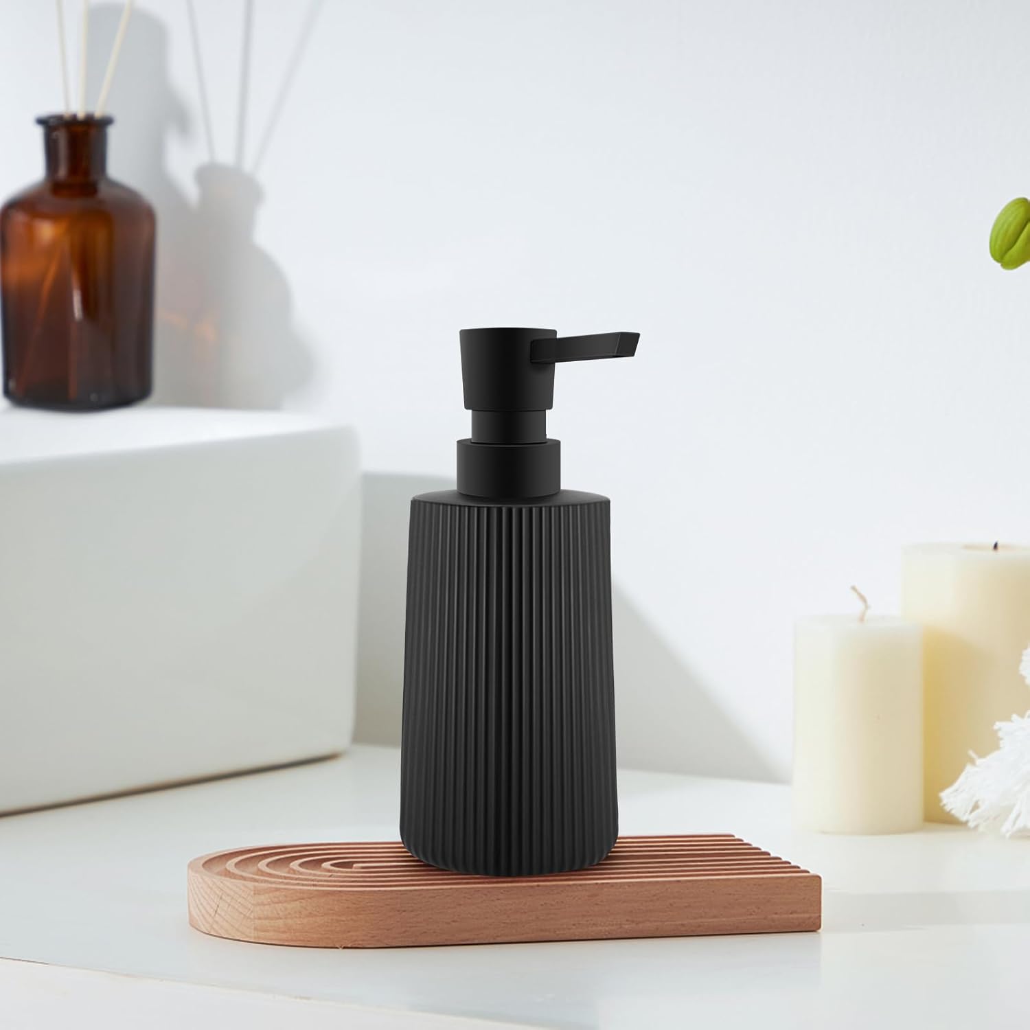 Soap Dispenser - Black Soap Dispenser for Detergent - Kitchen Soap Dispenser - With Press Dispenser - Suitable for Countertops - Bathroom and Kitchen (2 pieces — image 5