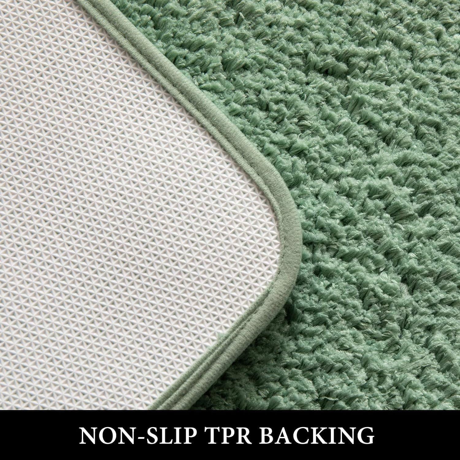 3 Piece Bathroom Rug Set, Soft Microfiber Absorbent Non Slip Bath Mats for Toilet Tub, Sage Green โ image 4