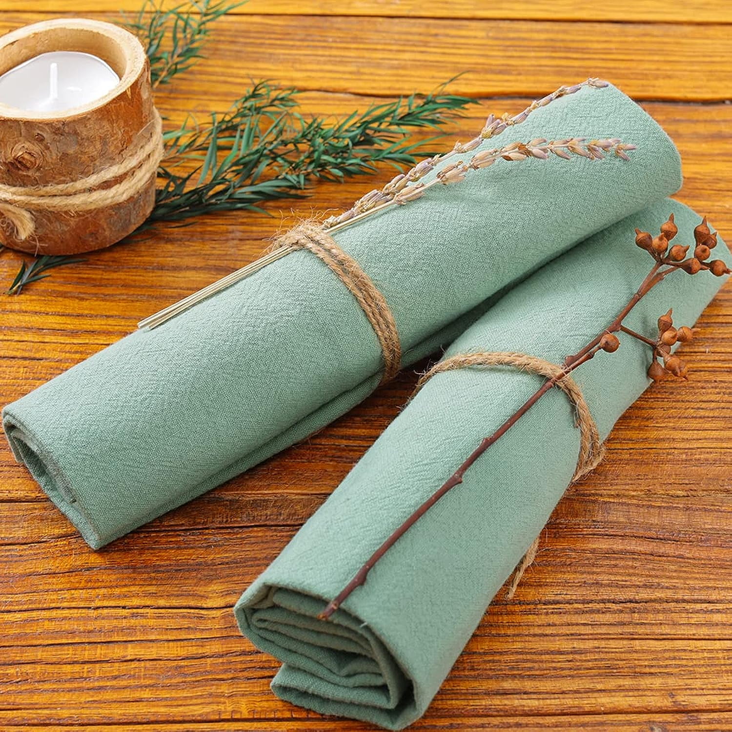 Cotton Linen Napkins Bulk 17"x17" Stonewashed Cloth Dinner Napkins Rustic Thick Table Napkins for Fall Thanksgiving Christmas Party Wedding Decoration (Set of — image 5