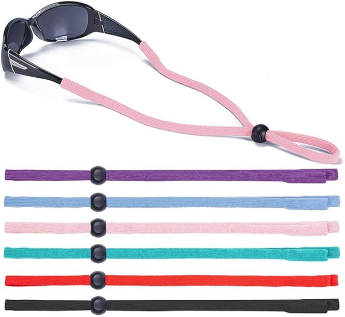Adjustable Lightweight 6-Pack Eyewear Retainers Sports Sunglass Straps Holder