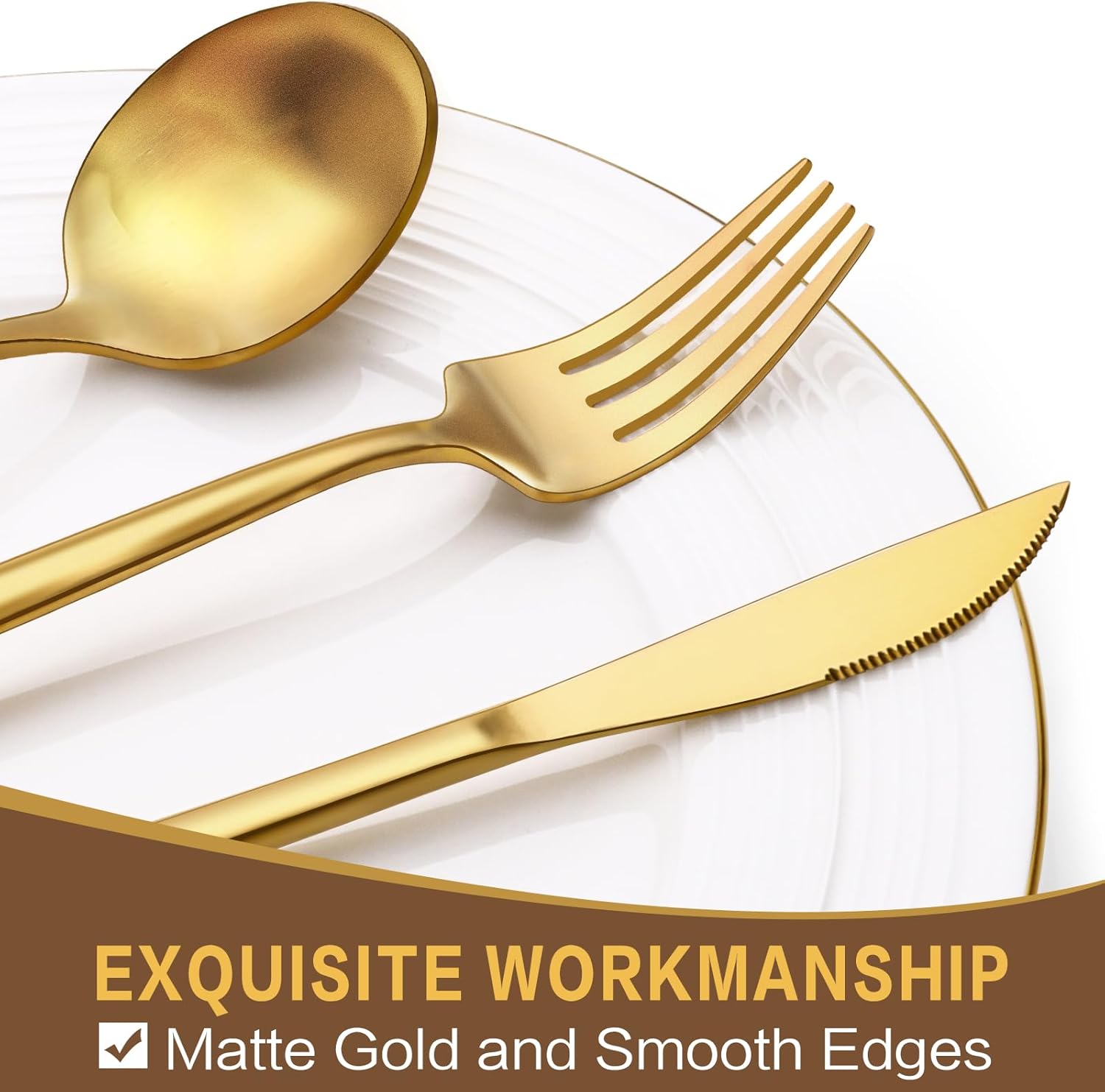 30-Piece Gold Silverware Set, Flatware Set for 6, Food-Grade Stainless Steel Cutlery Set, Includes Spoons Forks Knives, Kitchen Cutlery for Home Office β image 4