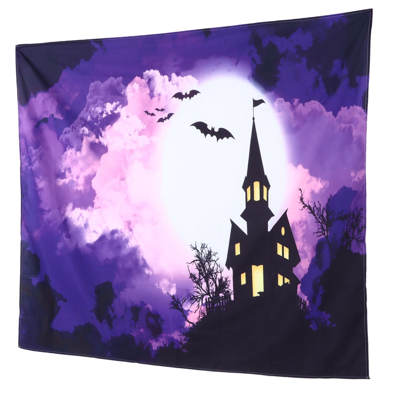 Halloween Castle Pattern Tapestry Wall Hanging Carpet Photography Background Home Party Decoration150 × 150cm / 59.1 × 59.1in — image 2