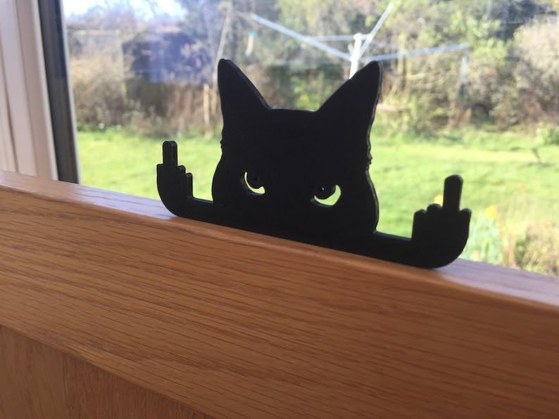 Black Cat Decor Ornament - Funny Cat Wall Art Figurine - Perfect Black Cat Gifts for Desk Display - Artistic Cat Gift and Black — image 4