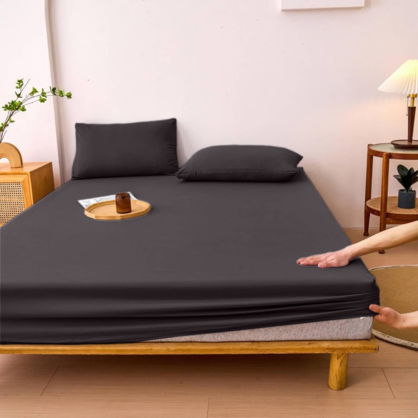 /u200b/u200bNon-Sliping Bedding Twin Fitted Sheet,Soft Elastic Fiber Bed Sheets With Deep Pocket,Machines Washable,Shrinkage And Fade Resistants 140x200x30cm