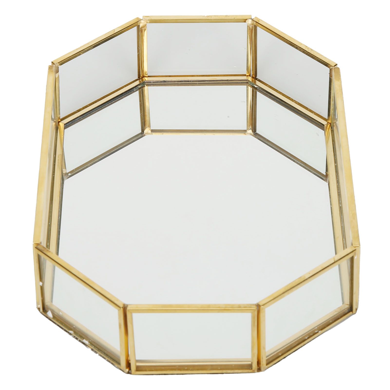 Octagonal Storage Box Mini Gold Geometry Jewelry Necklace Dessert Basket with Flannel 20x14x4cm — image 4