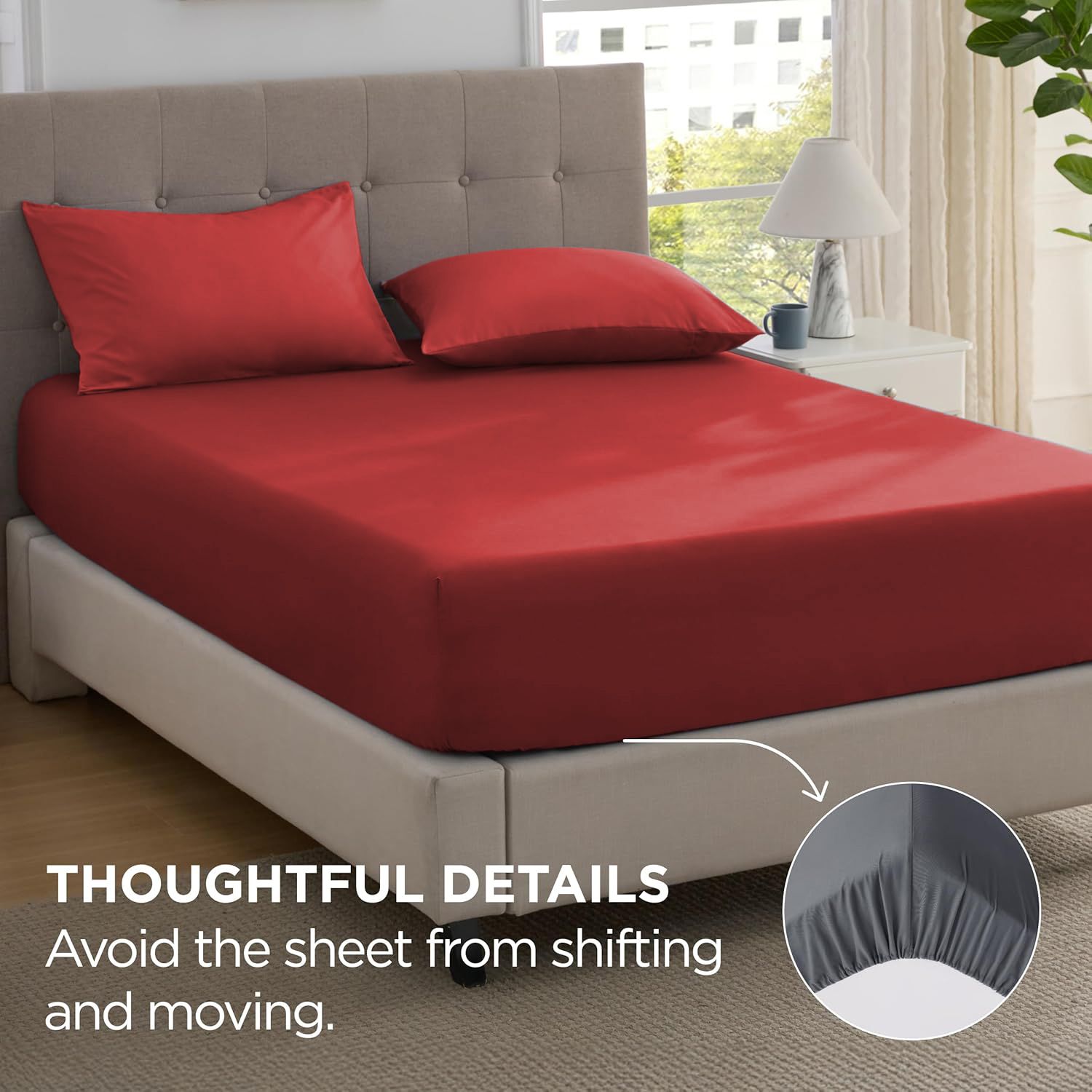 2000TC Hotel Quality Fitted Sheets - 2 Piece Fitted Sheets -Breathable Bedding - Wrinkle, Fade, Stain Resistant- 16inch/40cm Deep Pocket Fitted Bed — image 4